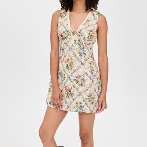 Hill House Cream Floral Mini Dress